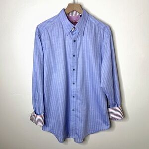 Robert Graham Blue Stripe Long Sleeve Button Up Shirt